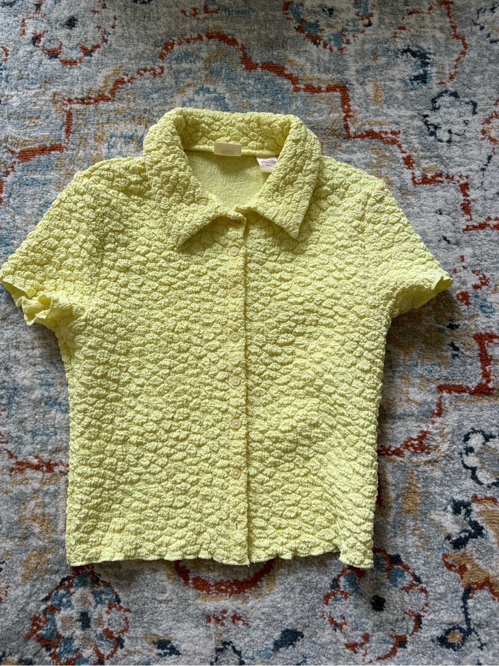 Levi's Soft Yellow Textured Short Sleeve Top